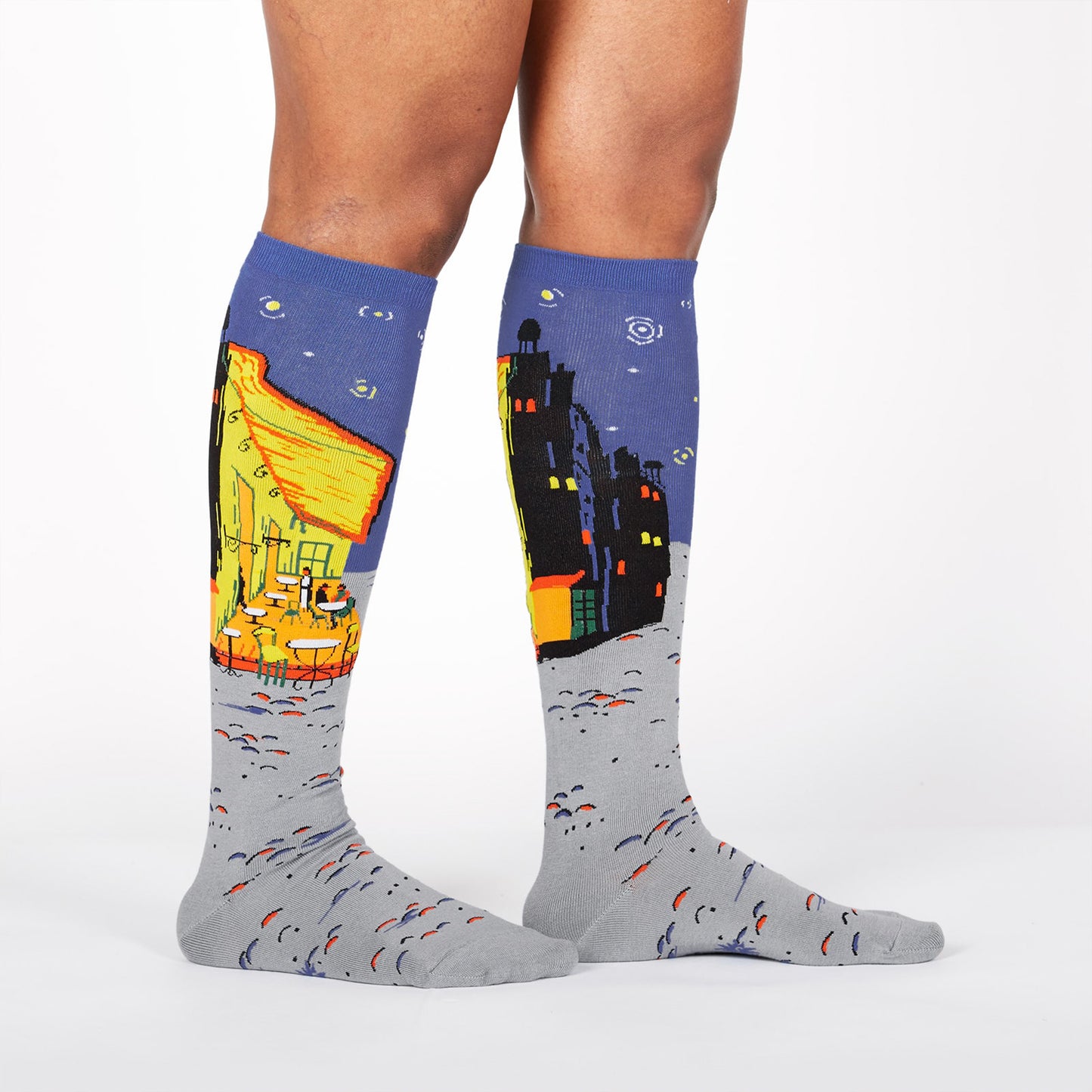 Sock It To Women's Knee High Socks - Café Terrace At Night