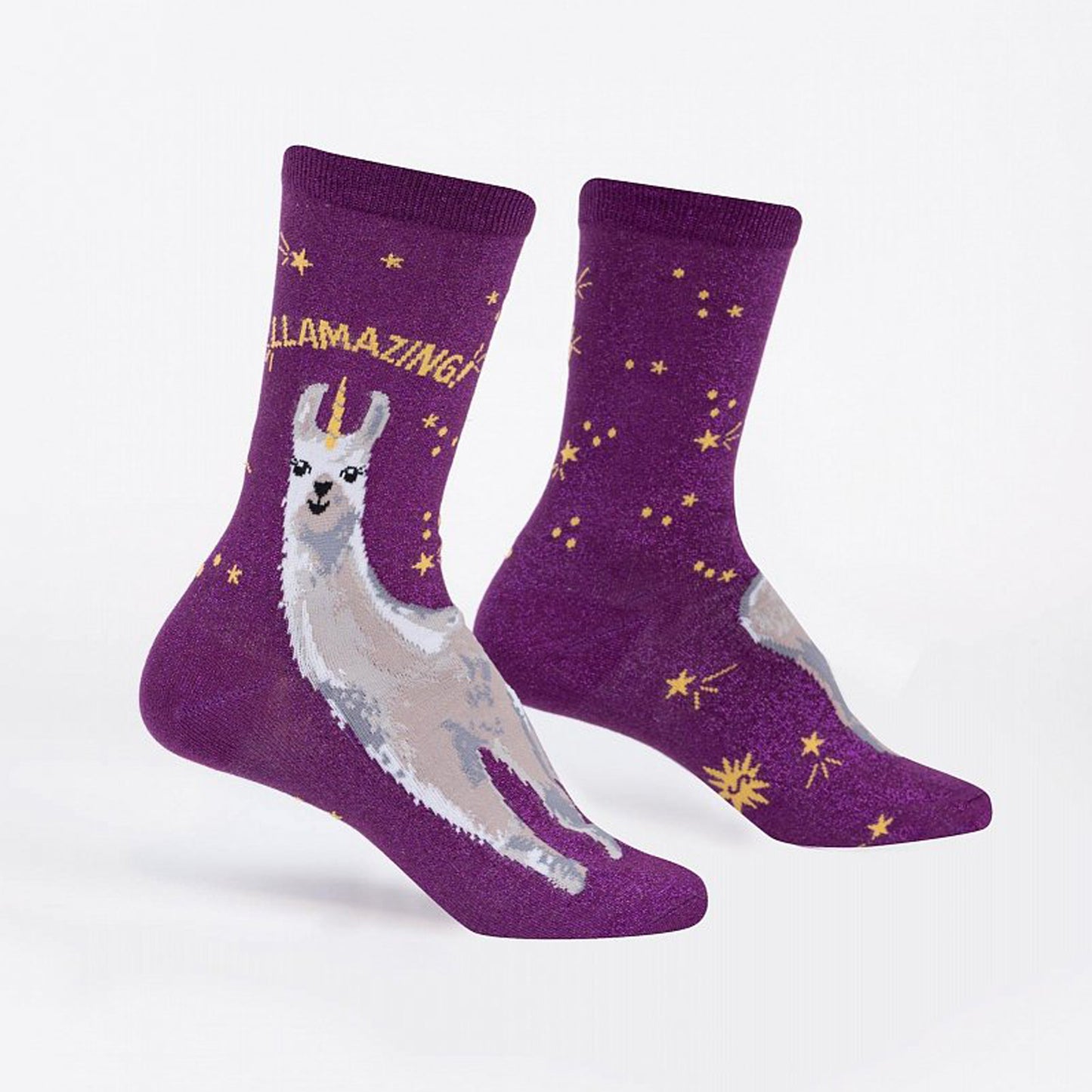 Sock It To Me Women's Crew Socks - Llamazing (Shimmer!)