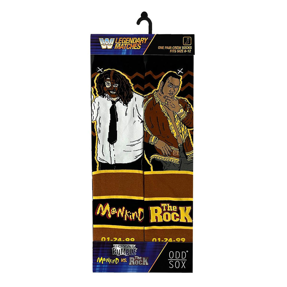 Odd Sox Men's Crew Socks - Mankind Vs The Rock (WWE)