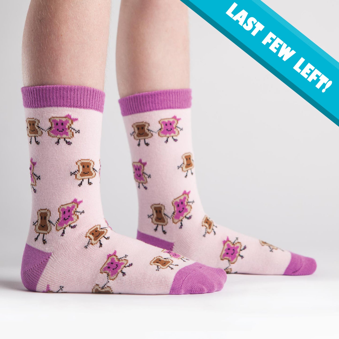 Sock It To Me Kids Crew Socks - Pink PB & Jelly (4-7 Years Old)