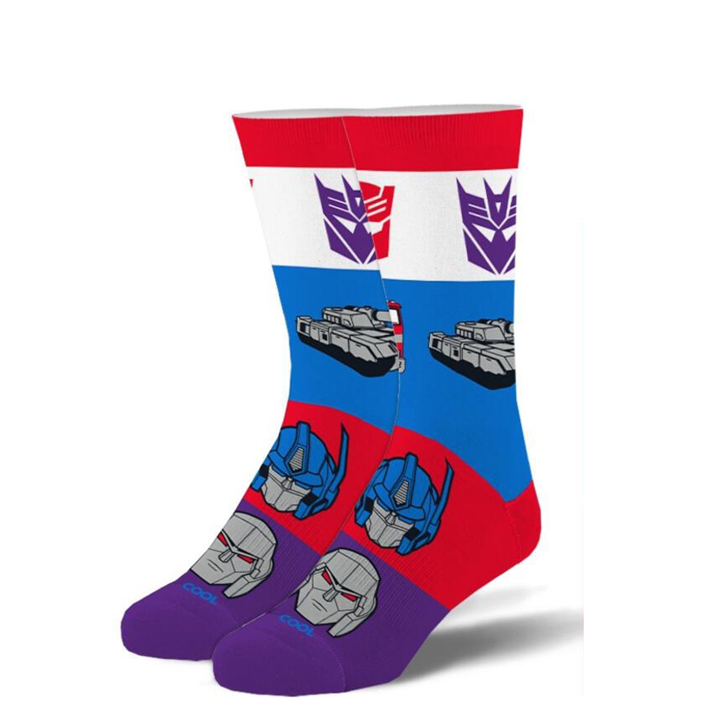 Cool Socks Kids Crew Socks - Prime Vs Megatron (Transformers)-(7-10 Years Old)