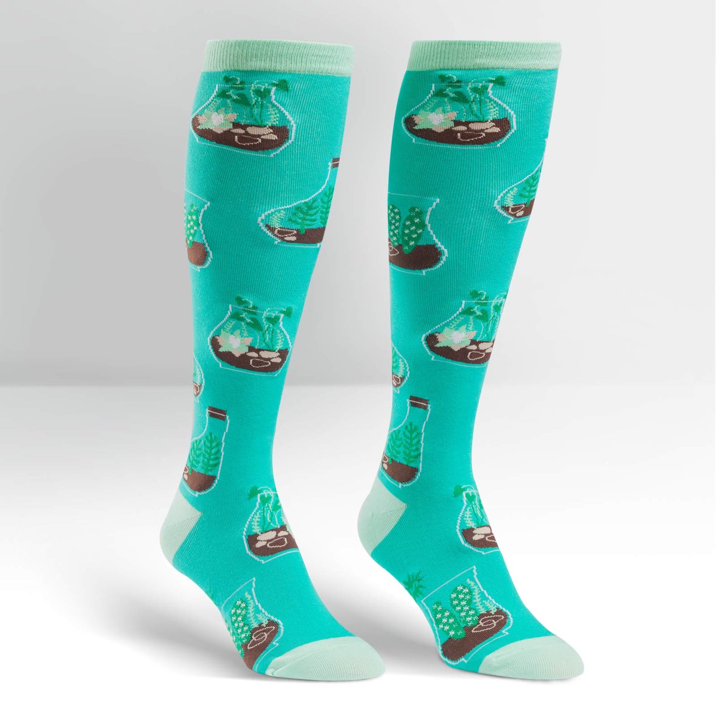 Sock It To Me Women's Funky Knee High Socks - Terrific Terrariums