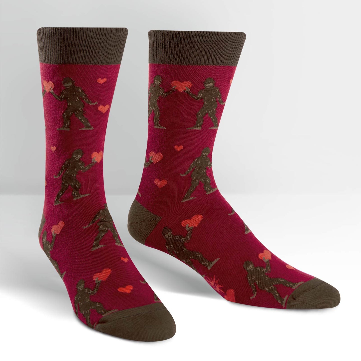 Sock It To Me Men's Crew Socks - Sasquatch Valentine