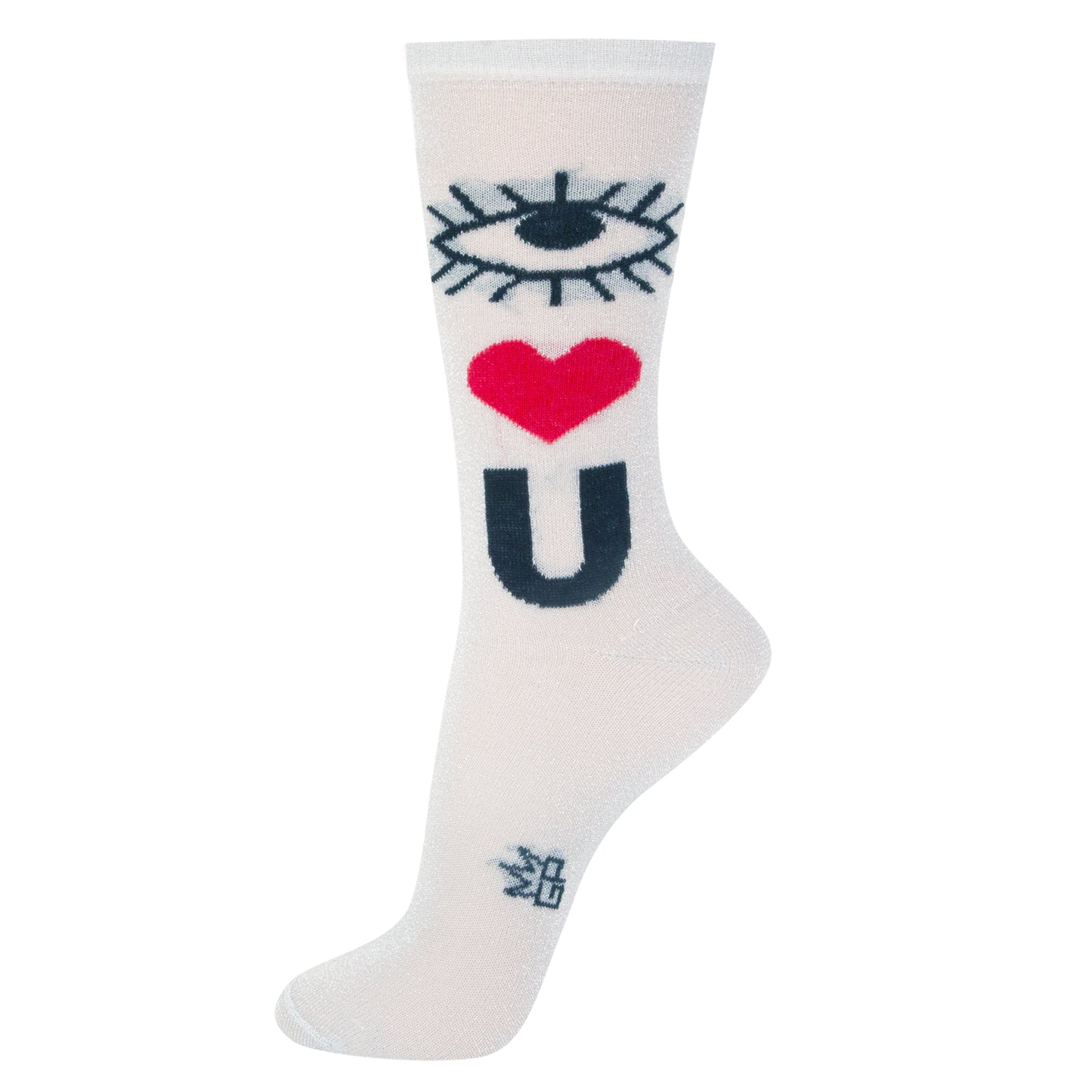 Gumball Poodle Unisex Crew Socks - I Heart U Sparkle