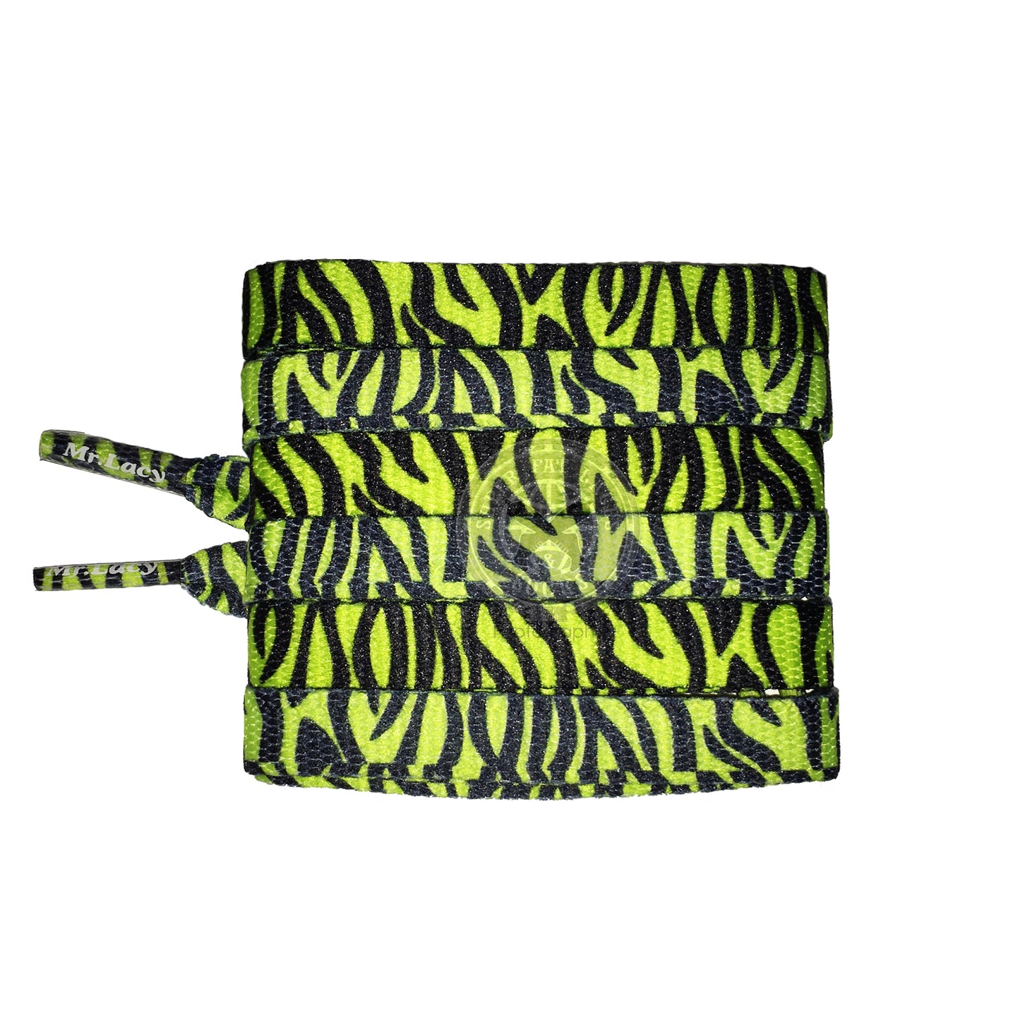 Mr Lacy Printies - Neon Lime Yellow Zebra Shoelaces