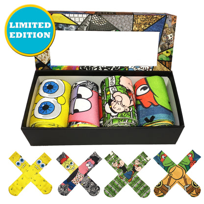 ODD SOX Unisex Cartoon Gift Box - 4 Pack