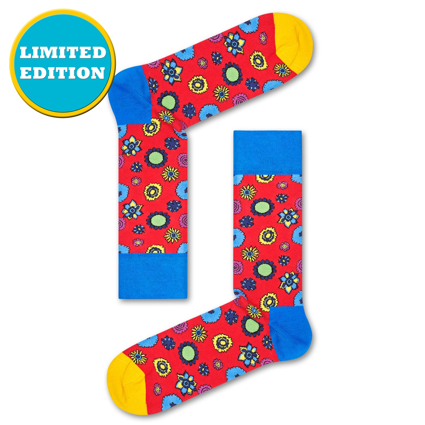 Happy Socks x The Beatles Women's Crew Socks - Flower Power (50th Anniversary)