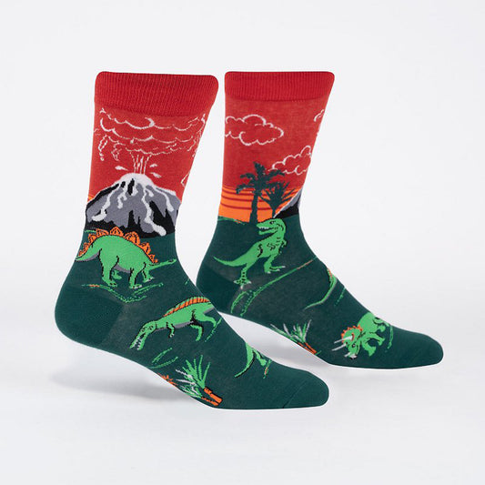 Sock It To Me Men's Crew Socks - Dinosaur Days (Glow in the Dark)