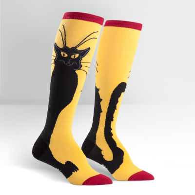 Sock It To Me Women's Funky Knee High Socks - Chat Noir