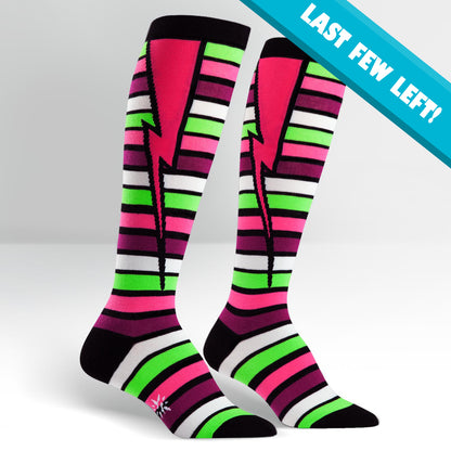 Sock It To Me Women's Funky Knee High Socks - Stripe Bolt